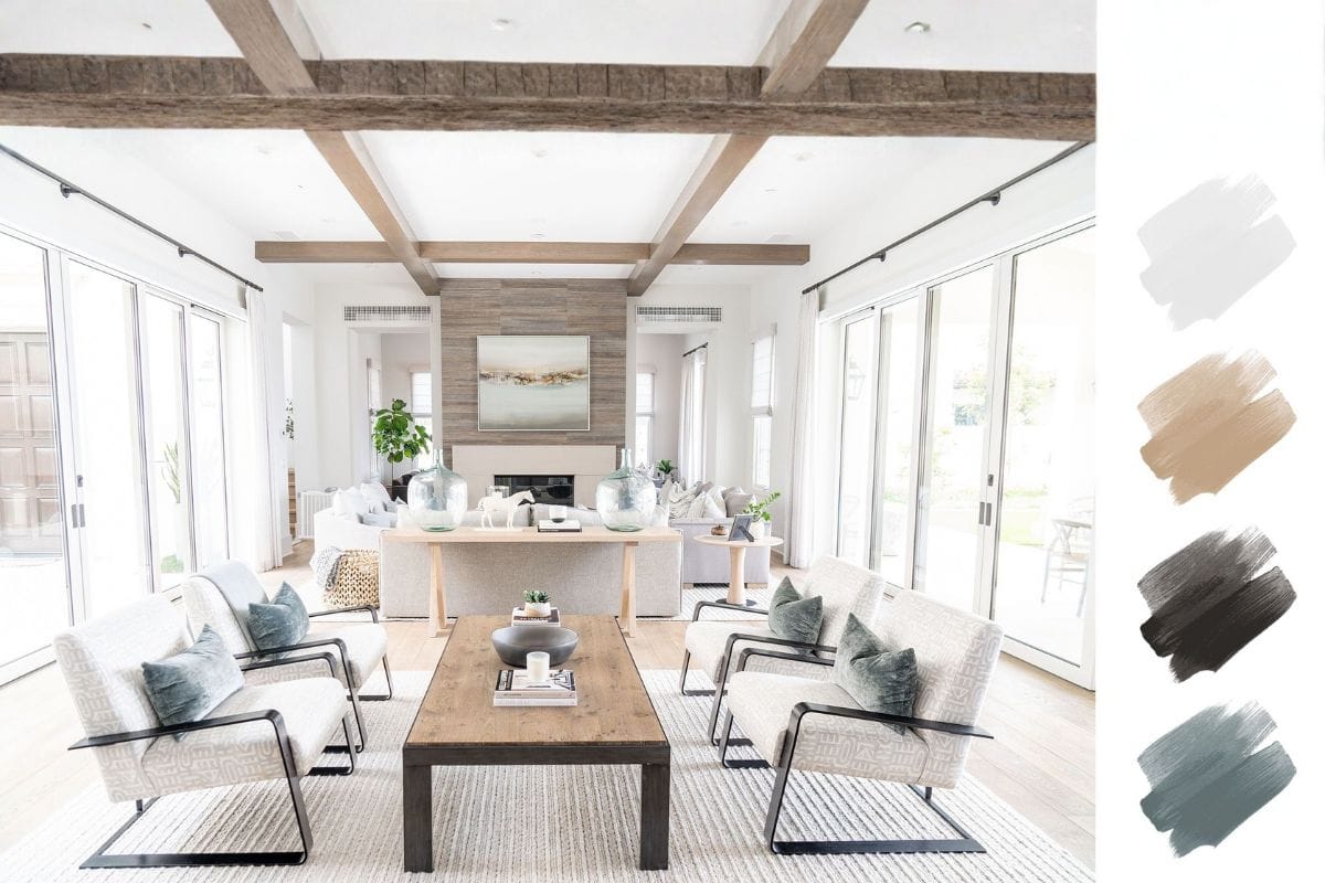 Không gian nội thất hiện đại với bảng màu trung tính be xám