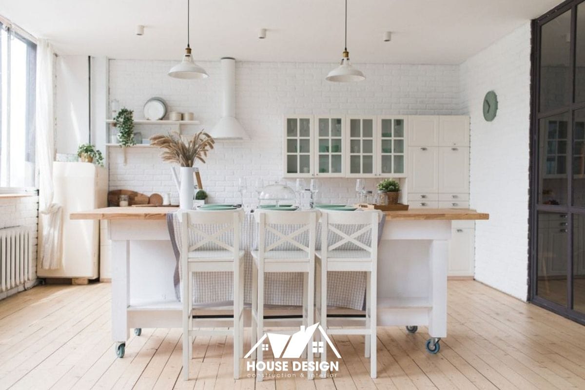 phòng bếp phong cách Scandinavian sáng màu