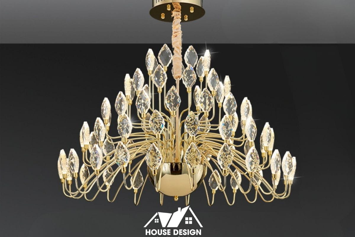 đèn chùm pha lê trong thiết kế nội thất luxury