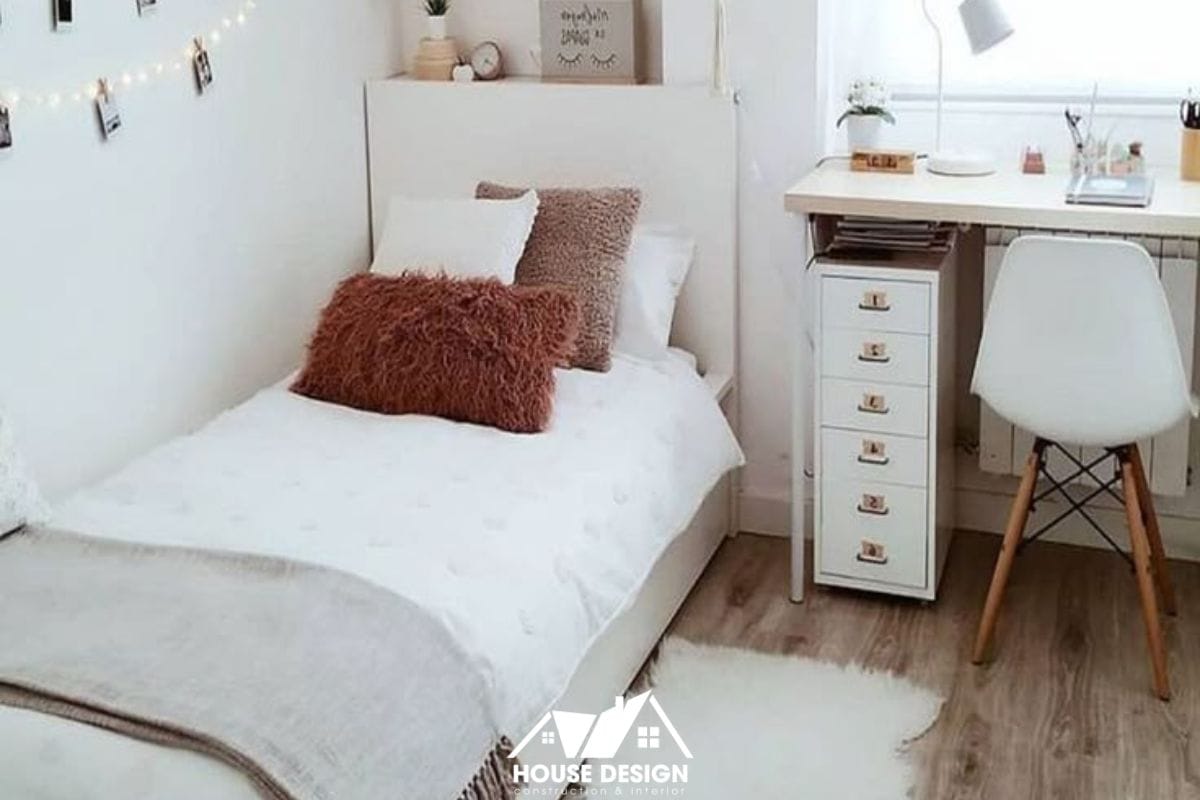 thiết kế phòng ngủ nhỏ Scandinavian sáng ấm