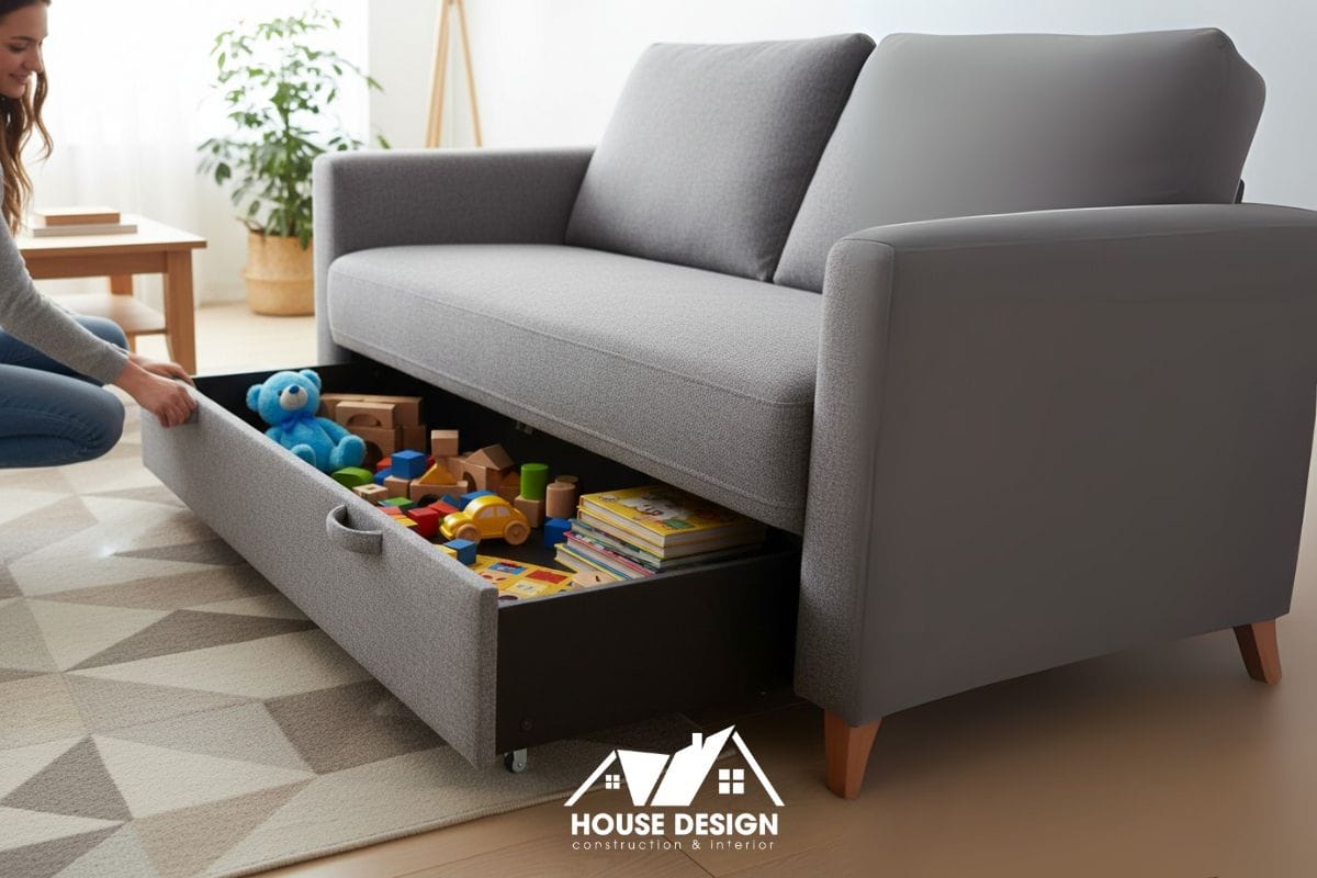 Giải pháp sofa thông minh có hộc chứa đồ, một kinh nghiệm thiết kế nội thất giúp tối ưu không gian cho chung cư nhỏ.