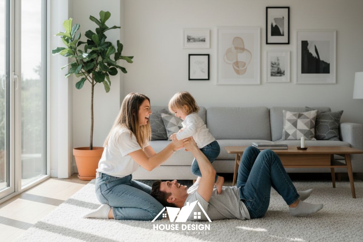 Kinh nghiệm thiết kế nội thất chung cư đẹp cho gia đình trẻ, với không gian phòng khách hiện đại và ấm cúng.