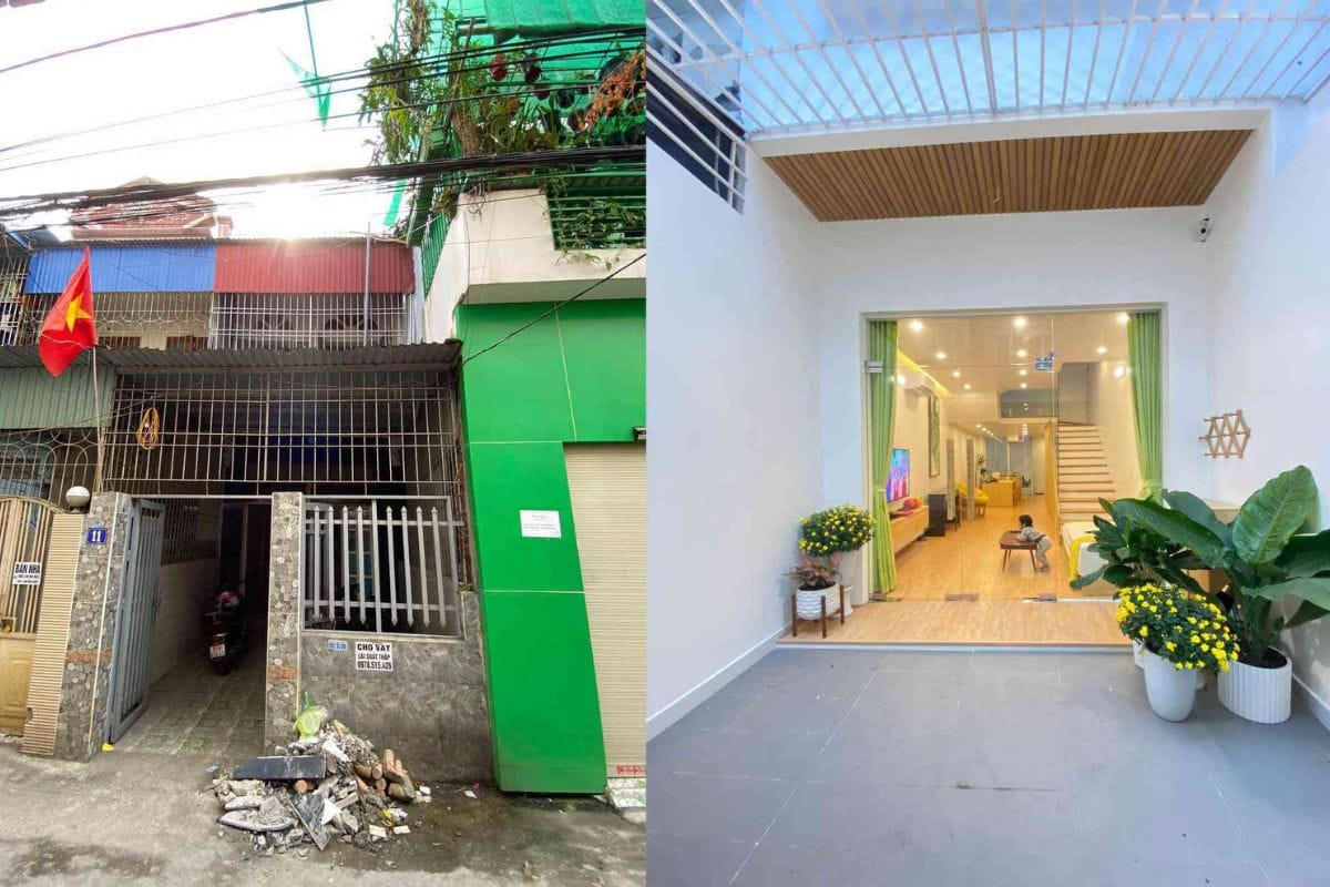 Hình ảnh trước và sau khi thiết kế nội thất, cho thấy sự gia tăng đáng kể về giá trị thẩm mỹ và giá trị bất động sản.