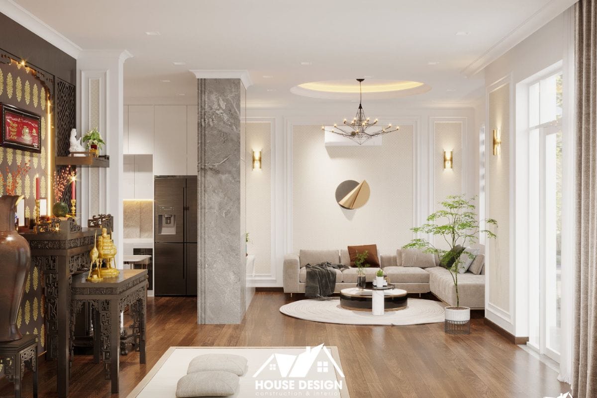 Bố trí nội thất phòng khách và bàn thờ hợp phong thủy