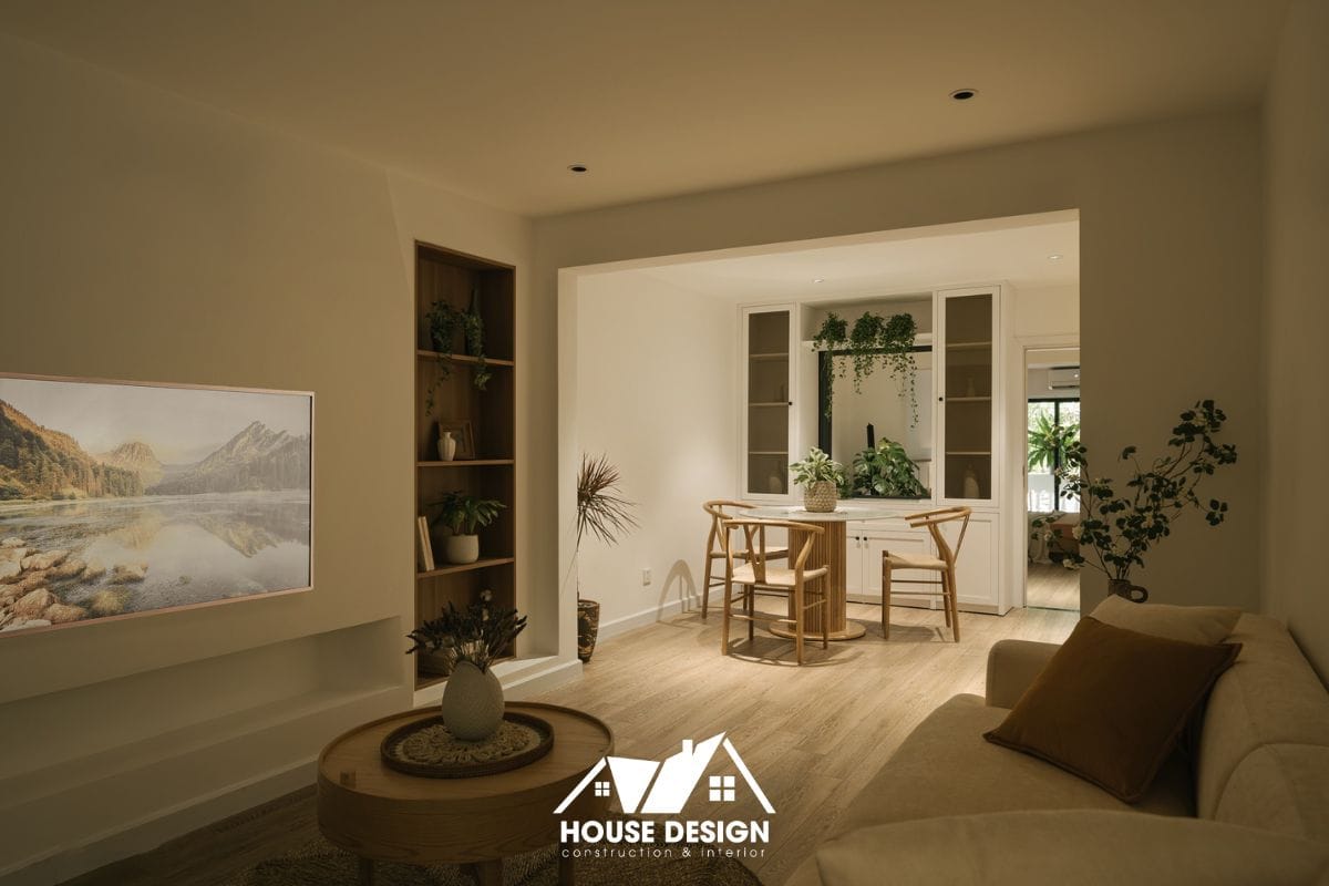 phòng khách nhà tập thể sau cải tạo hiện đại