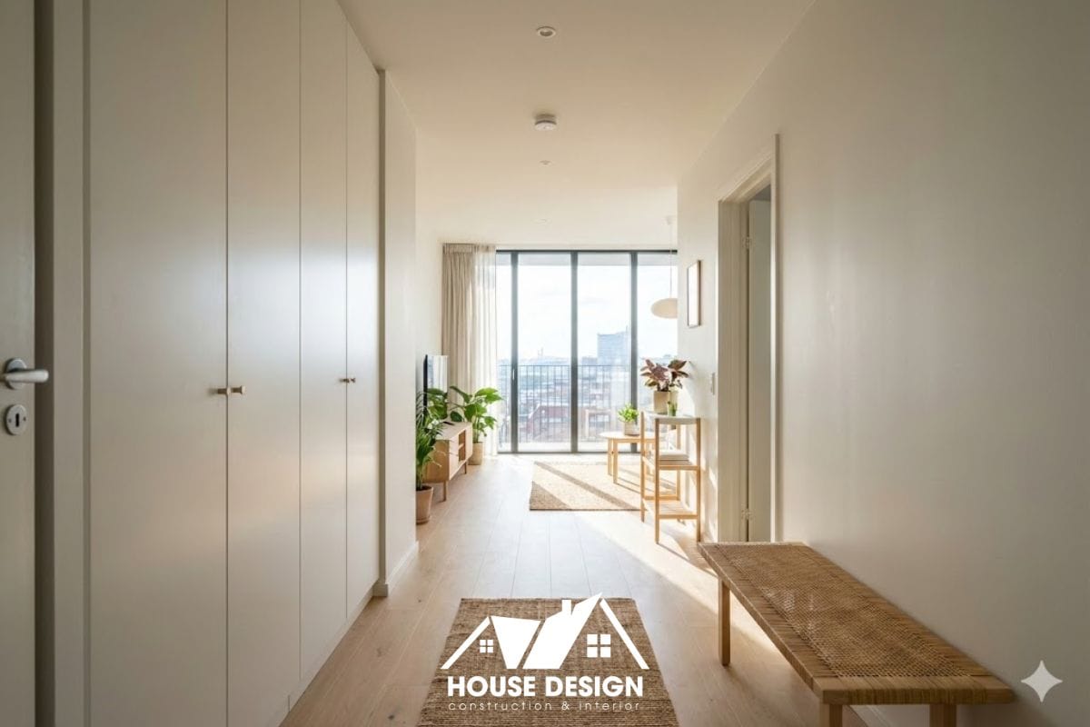 phòng khách căn hộ chung cư phong cách contemporary với sofa màu vàng điểm nhấn