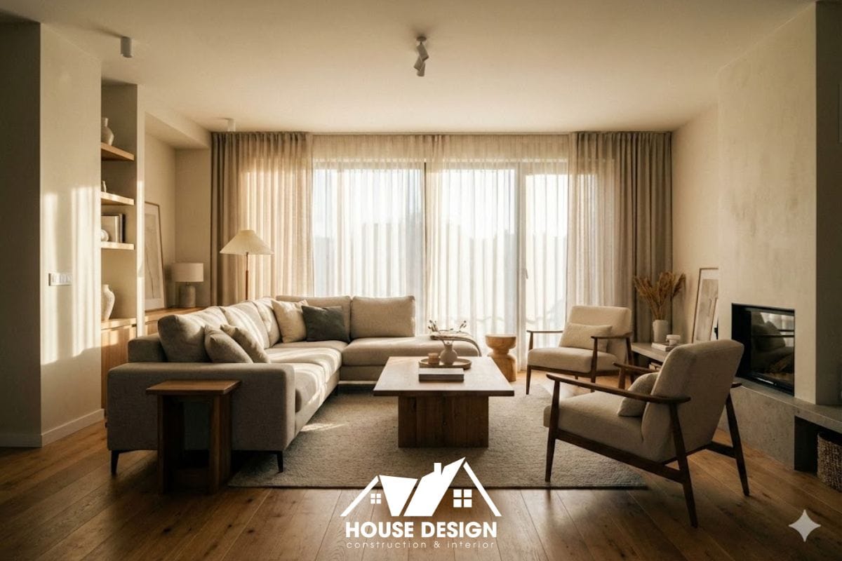 không gian phòng khách căn hộ 70m2 thiết kế hiện đại tràn ngập ánh sáng