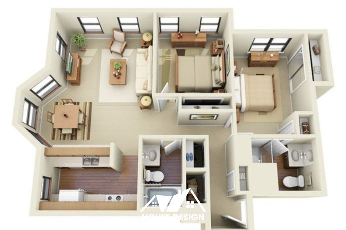 thiết kế phòng khách hình chữ nhật sâu rộng cho căn hộ chung cư 50m2