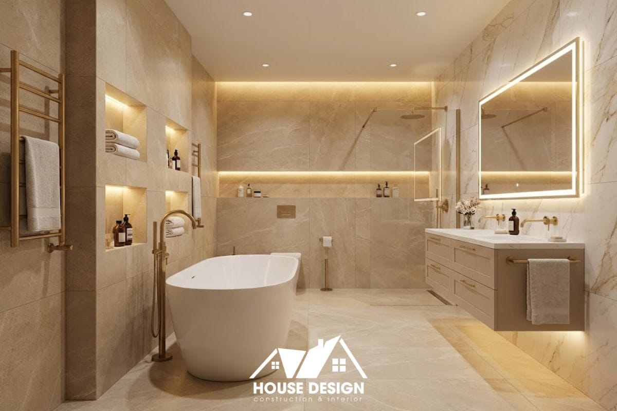 Không gian phòng tắm chung cư hoàn thiện cao cấp, đẹp và tiện nghi.