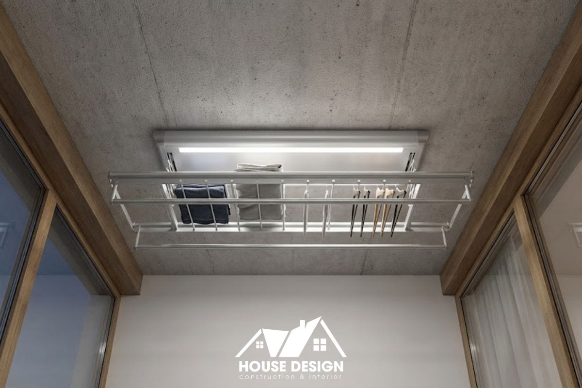 Lắp đặt giàn phơi thông minh logia chung cư trên trần.