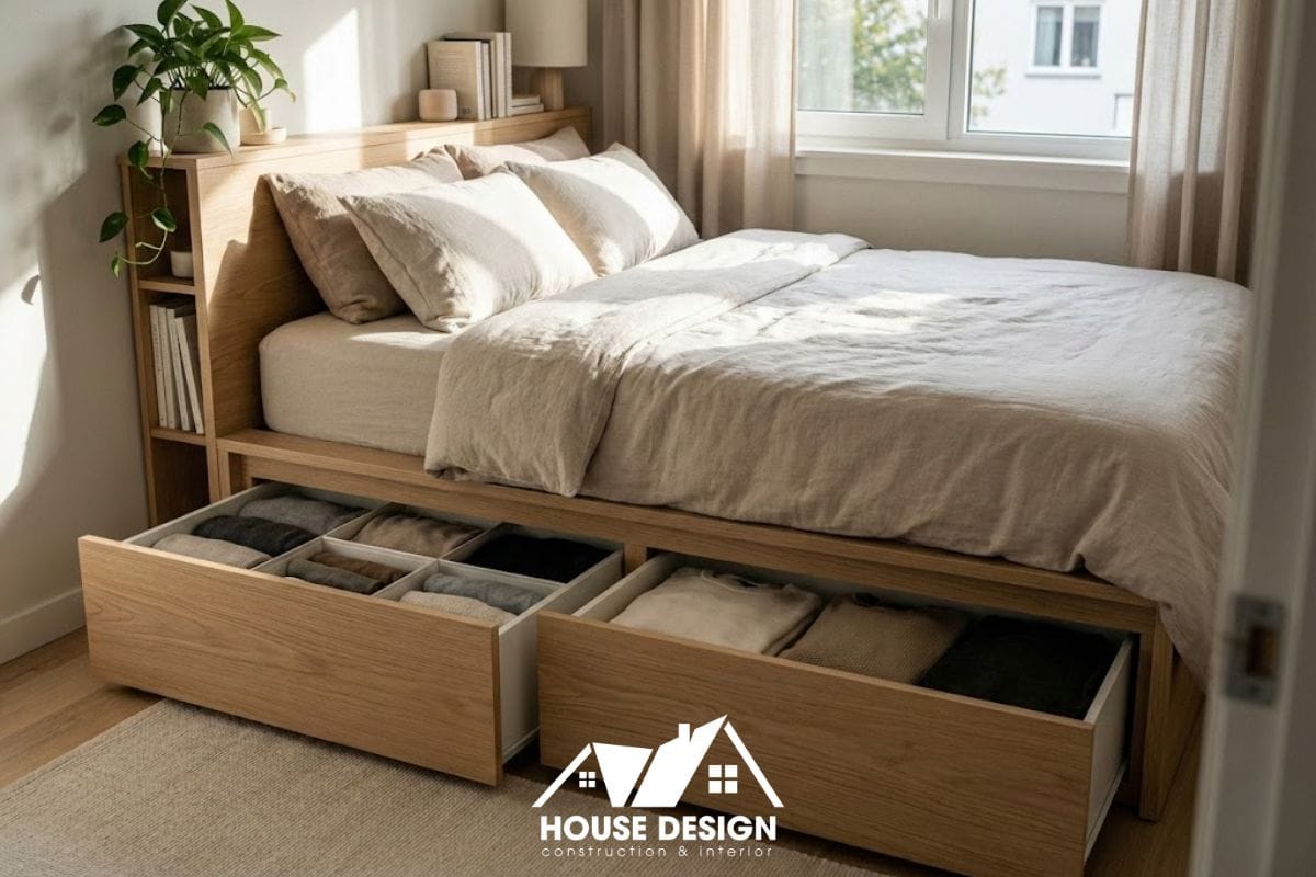 giường bục thông minh tích hợp ngăn kéo chứa đồ cho phòng ngủ nhỏ