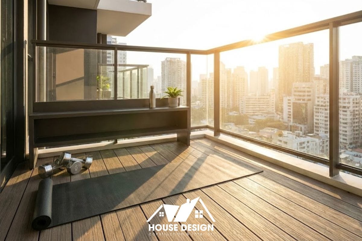 Thiết kế ban công chung cư để tập yoga và thể dục.