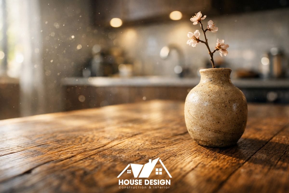 Chi tiết bàn ăn gỗ tự nhiên trong thiết kế nội thất chung cư phong cách hiện đại