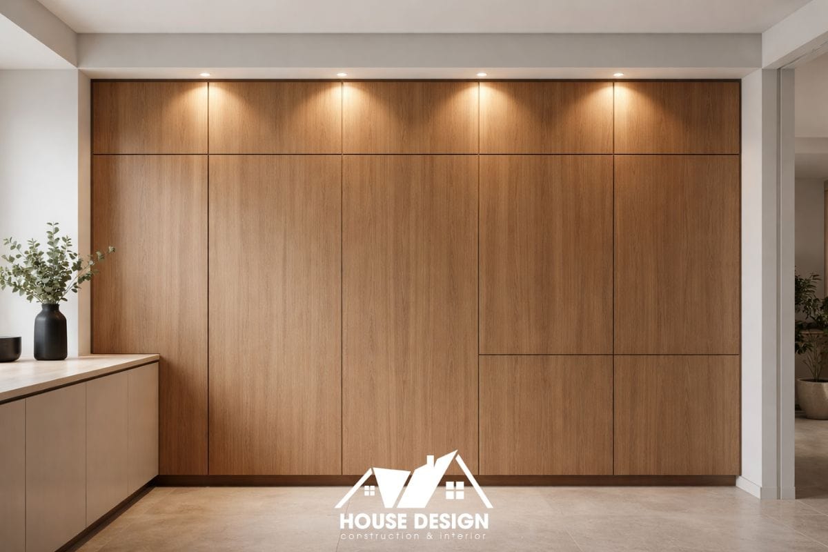 Hệ tủ bếp thông minh kịch trần trong mẫu thiết kế nội thất chung cư phong cách hiện đại