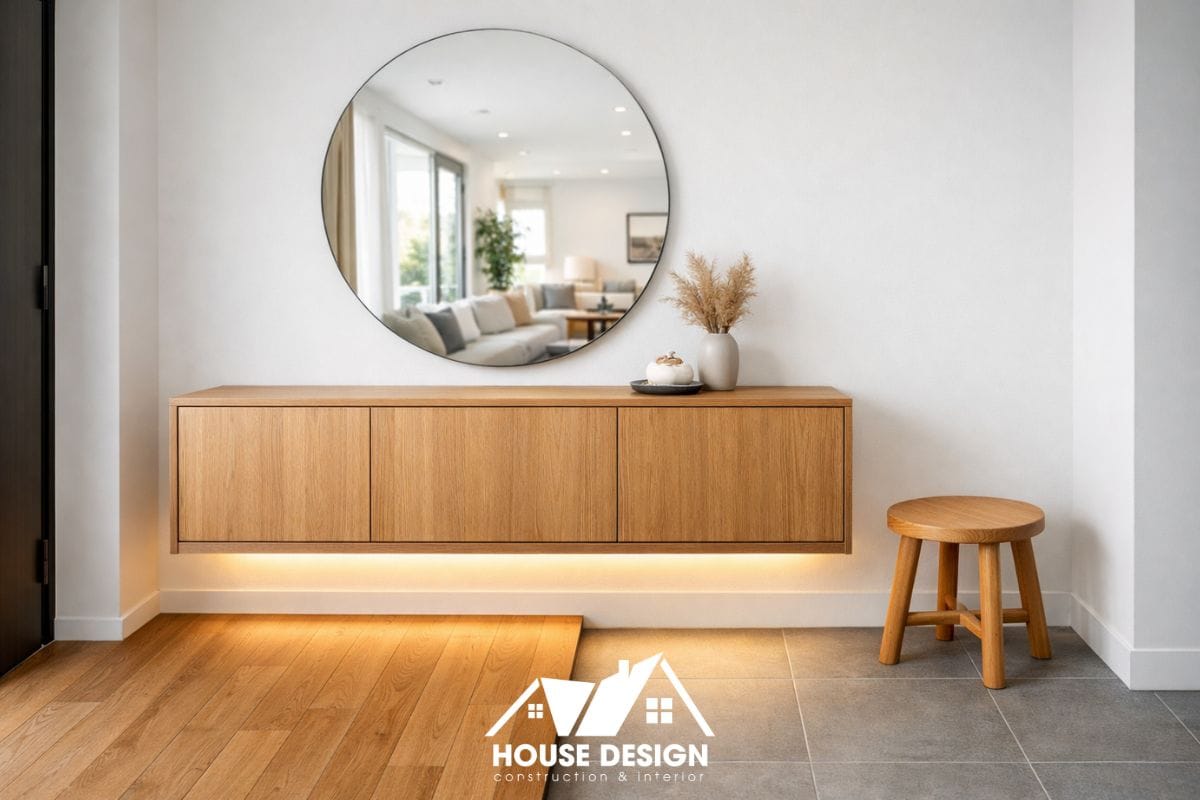 Mẫu tủ giày treo tường tiện lợi trong thiết kế nội thất chung cư phong cách hiện đại