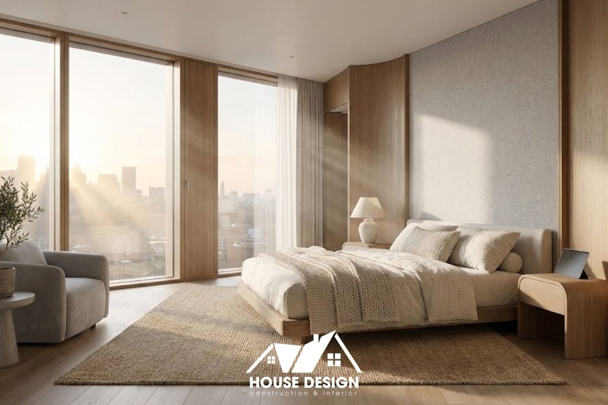 Không gian mẫu thiết kế phòng ngủ chung cư đẹp, hiện đại đón đầu xu hướng 2026 với ánh sáng tự nhiên ngập tràn.