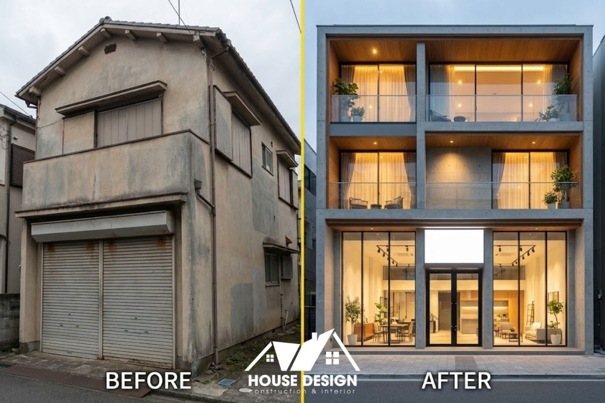 Sự chuyển đổi từ nhà ở cũ sang mô hình nhà phố 3 tầng đa năng: Tầng dưới làm văn phòng kính, tầng trên để ở.