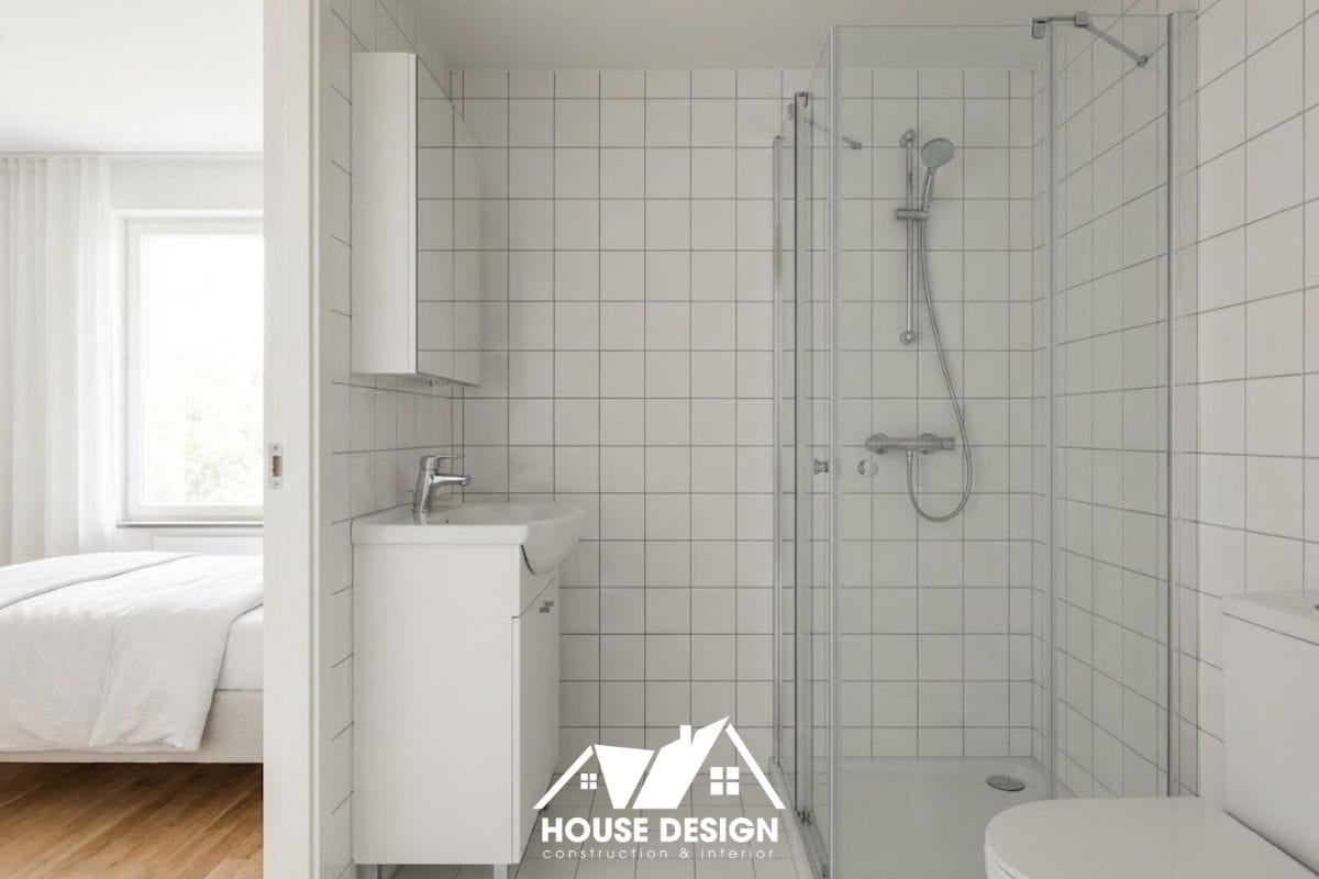 Mẫu nhà vệ sinh hoàn thiện với thiết bị cơ bản, gạch ốp lát sạch sẽ, tối ưu chi phí.