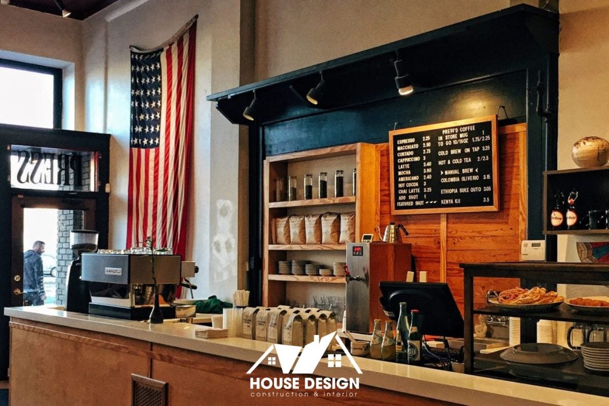 Khu vực quầy bar quán cafe được bố trí khoa học giúp nhân viên vận hành nhanh chóng và hiệu quả.